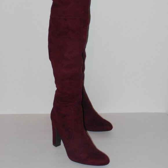 UNISA BURGUNDY OVER THE KNEE BOOTS SIZE 9.5 MEDIUM - Picture 6 of 10